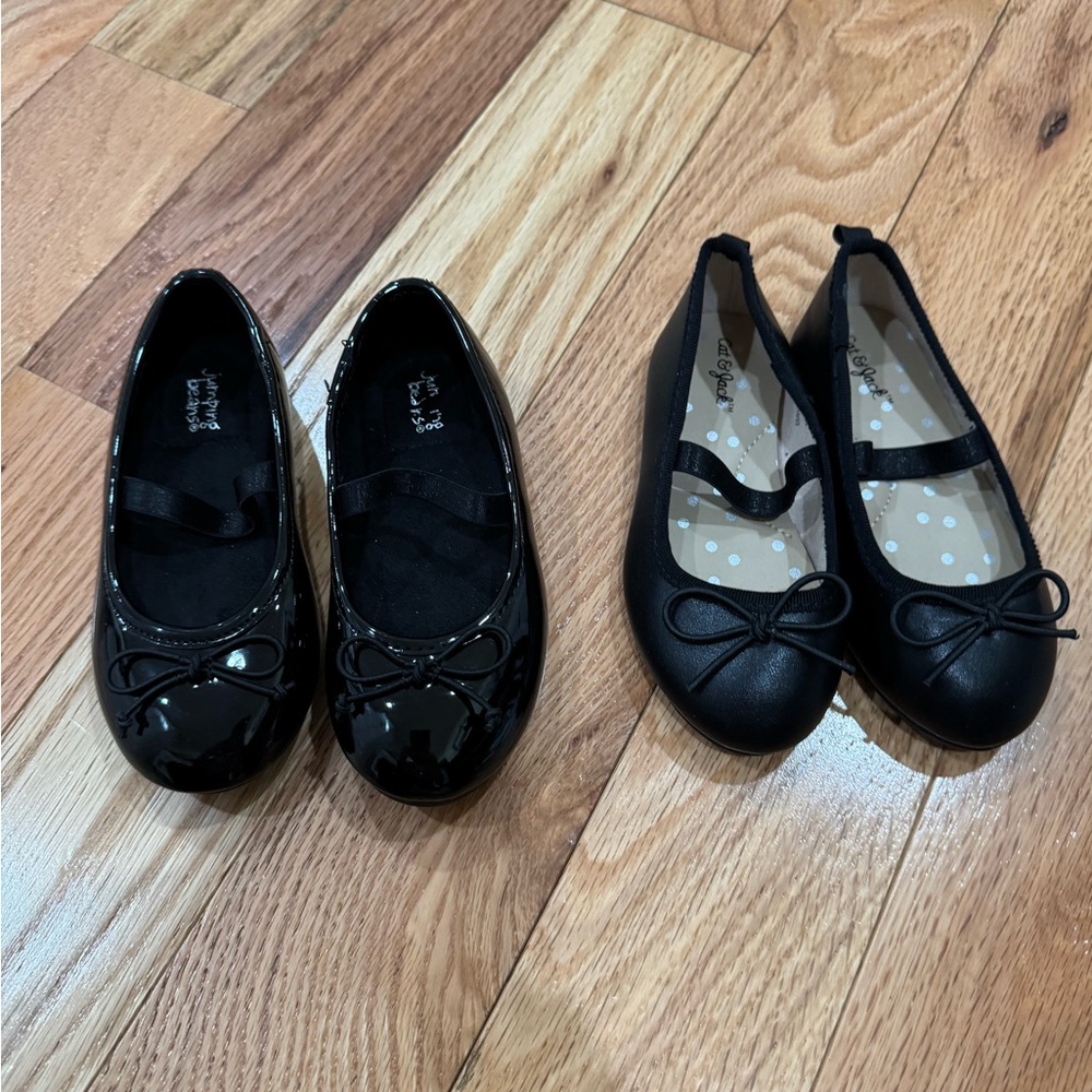 Kids Black Ballet Flats (2 pair in set - jumping beans and cat & jack)